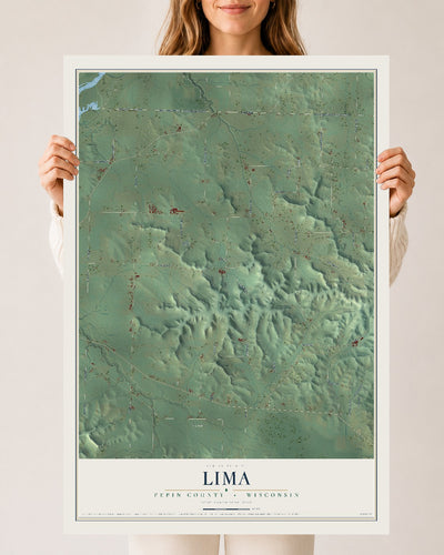 Map of Lima, Pepin County, Wisconsin, 24 x 36 inch unframed archival matte print