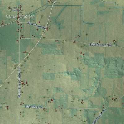 Close-up of the map of Lima, Rock County, Wisconsin print showing street and building detail
