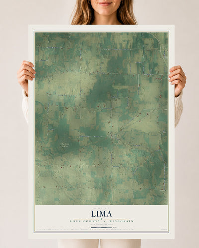 Map of Lima, Rock County, Wisconsin, 24 x 36 inch unframed archival matte print