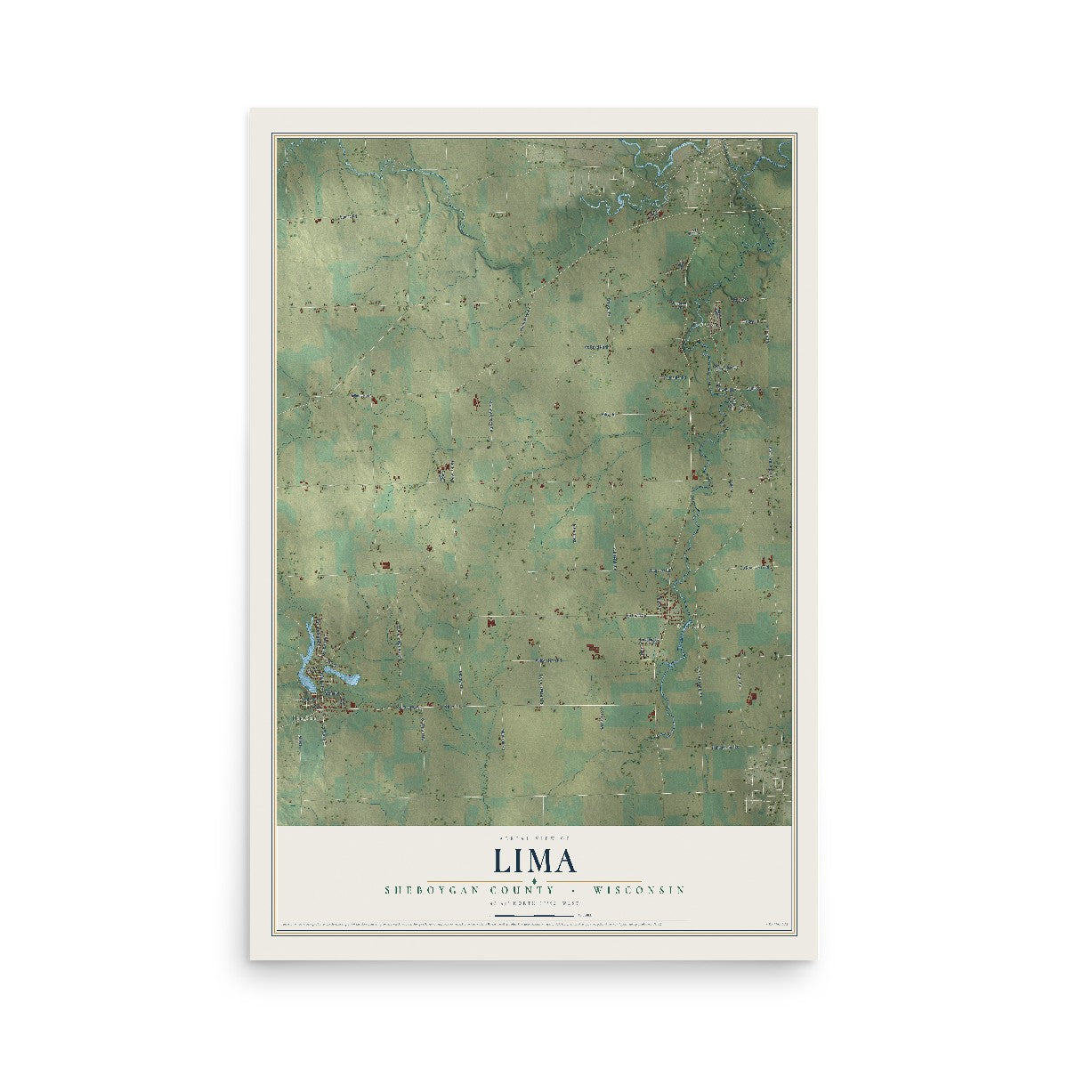 Map of Lima, Sheboygan County, Wisconsin, 12 x 18 inch unframed archival matte print