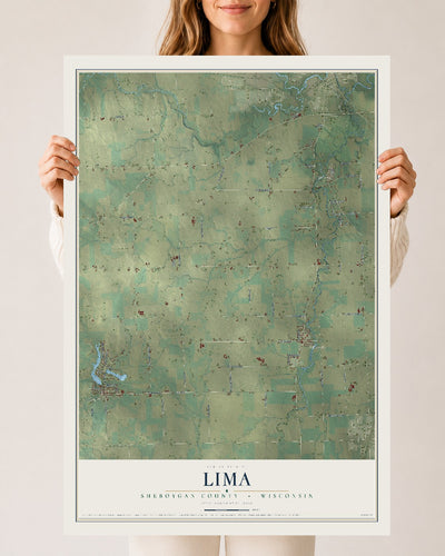 Map of Lima, Sheboygan County, Wisconsin, 24 x 36 inch unframed archival matte print
