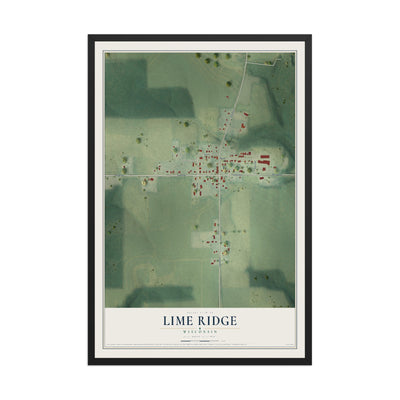 Map of Lime Ridge, Wisconsin, 12 x 18 inch print in a black wood frame