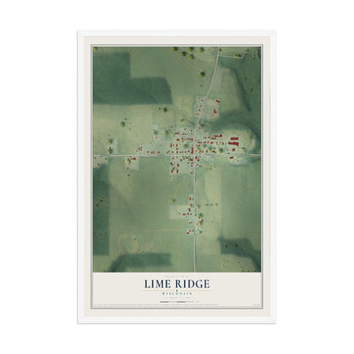 Map of Lime Ridge, Wisconsin, 12 x 18 inch print in a white wood frame