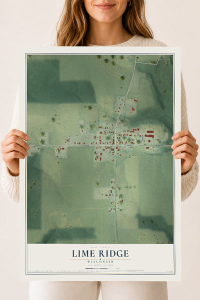 Map of Lime Ridge, Wisconsin, 18 x 24 inch unframed archival matte print