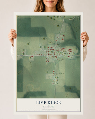 Map of Lime Ridge, Wisconsin, 24 x 36 inch unframed archival matte print