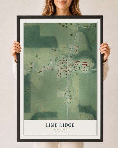 Map of Lime Ridge, Wisconsin, 24 x 36 inch print in a black wood frame