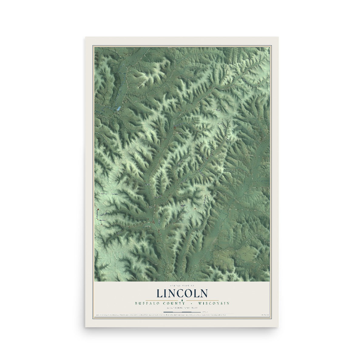 Map of Lincoln, Buffalo County, Wisconsin, 12 x 18 inch unframed archival matte print