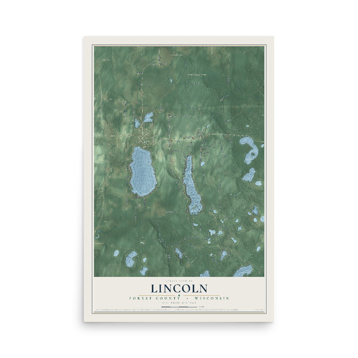 Map of Lincoln, Forest County, Wisconsin, 12 x 18 inch unframed archival matte print