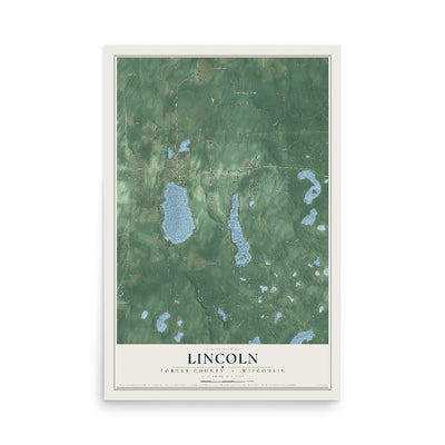 Map of Lincoln, Forest County, Wisconsin, 12 x 18 inch unframed archival matte print