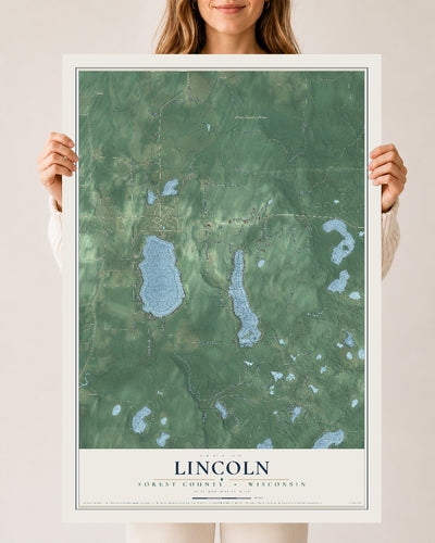 Map of Lincoln, Forest County, Wisconsin, 24 x 36 inch unframed archival matte print