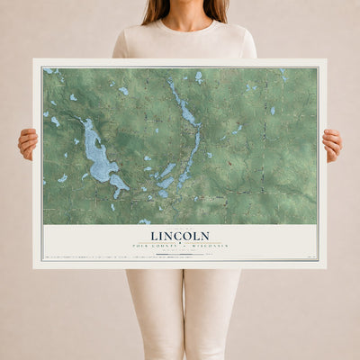 Map of Lincoln, Polk County, Wisconsin, 24 x 36 inch unframed archival matte print
