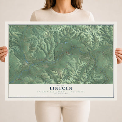 Map of Lincoln, Trempealeau County, Wisconsin, 18 x 24 inch unframed archival matte print