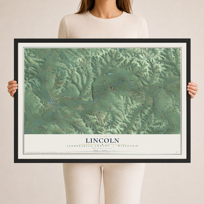 Map of Lincoln, Trempealeau County, Wisconsin, 24 x 36 inch print in a black wood frame