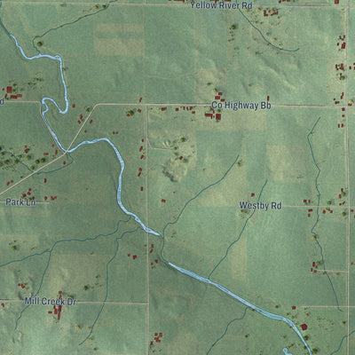 Second close-up of the map of Lincoln, Wood County, Wisconsin print showing more streets and buildings
