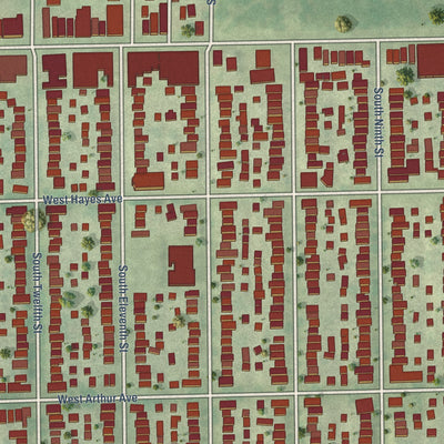 Close-up of the map of Lincoln Village, Wisconsin print showing street and building detail