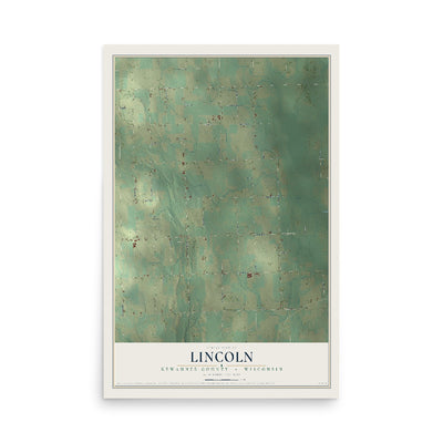 Map of Lincoln, Kewaunee County, Wisconsin, 12 x 18 inch unframed archival matte print
