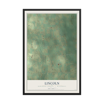 Map of Lincoln, Kewaunee County, Wisconsin, 12 x 18 inch print in a black wood frame