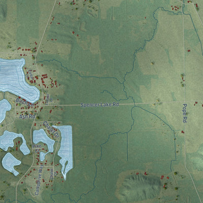 Second close-up of the map of Lind, Wisconsin print showing more streets and buildings