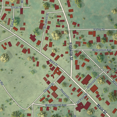 Close-up of the map of Linden, Wisconsin print showing street and building detail