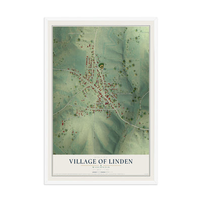 Map of Linden, Wisconsin, 12 x 18 inch print in a white wood frame