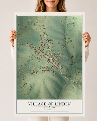 Map of Linden, Wisconsin, 24 x 36 inch unframed archival matte print