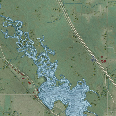 Second close-up of the map of Lindina, Wisconsin print showing more streets and buildings