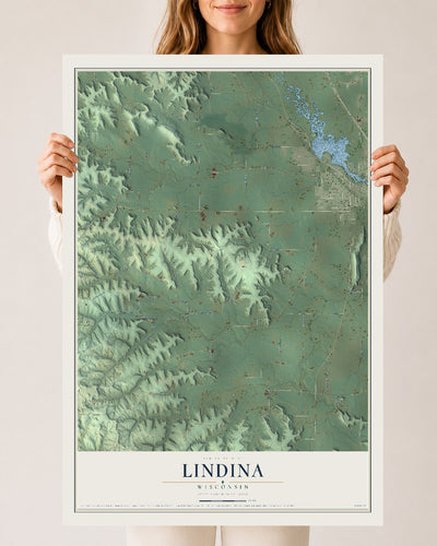 Map of Lindina, Wisconsin, 24 x 36 inch unframed archival matte print
