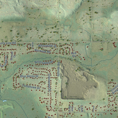 Second close-up of the map of Lisbon, Waukesha County, Wisconsin print showing more streets and buildings