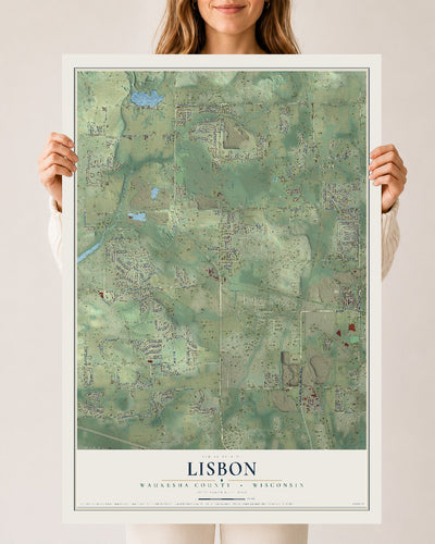 Map of Lisbon, Waukesha County, Wisconsin, 24 x 36 inch unframed archival matte print