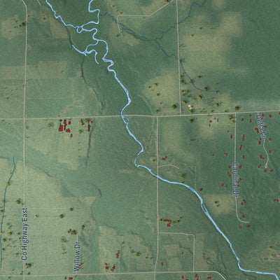 Second close-up of the map of Little Black, Wisconsin print showing more streets and buildings