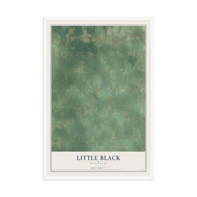 Map of Little Black, Wisconsin, 12 x 18 inch print in a white wood frame