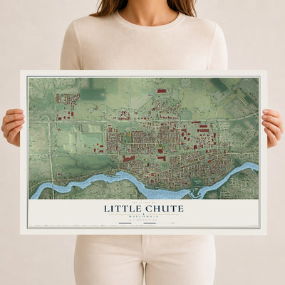 Map of Little Chute, Wisconsin, 12 x 18 inch unframed archival matte print