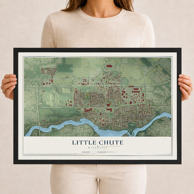 Map of Little Chute, Wisconsin, 12 x 18 inch print in a black wood frame