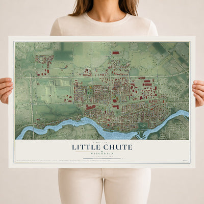 Map of Little Chute, Wisconsin, 18 x 24 inch unframed archival matte print