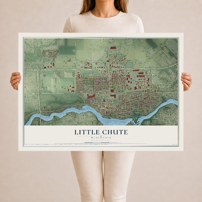 Map of Little Chute, Wisconsin, 24 x 36 inch unframed archival matte print
