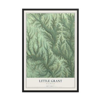 Map of Little Grant, Wisconsin, 12 x 18 inch print in a black wood frame