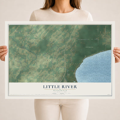 Map of Little River, Wisconsin, 18 x 24 inch unframed archival matte print