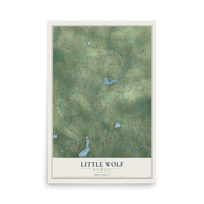 Map of Little Wolf, Wisconsin, 12 x 18 inch unframed archival matte print