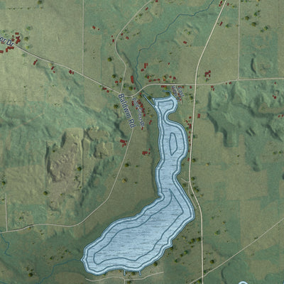 Second close-up of the map of Little Wolf, Wisconsin print showing more streets and buildings