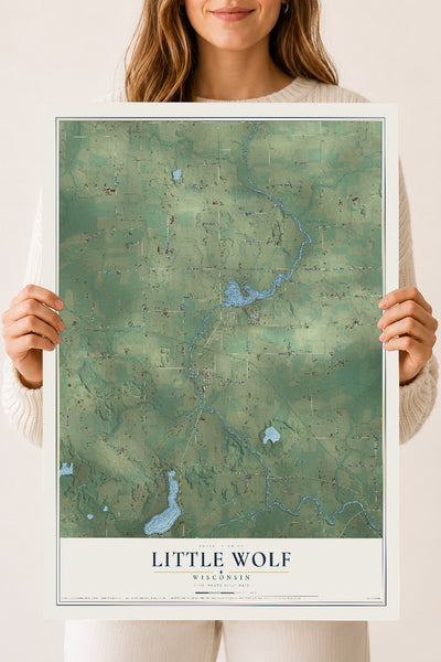 Map of Little Wolf, Wisconsin, 18 x 24 inch unframed archival matte print