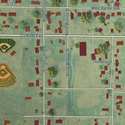 Second close-up of the map of Livingston, Wisconsin print showing more streets and buildings