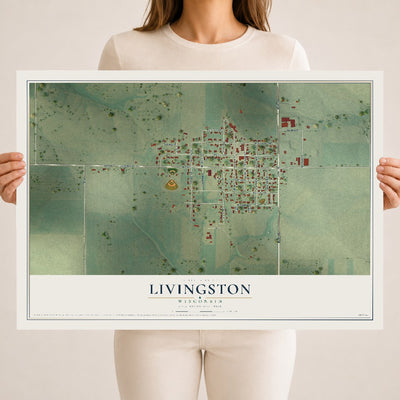 Map of Livingston, Wisconsin, 18 x 24 inch unframed archival matte print