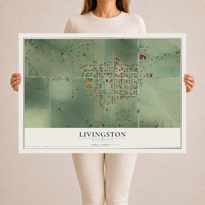 Map of Livingston, Wisconsin, 24 x 36 inch unframed archival matte print