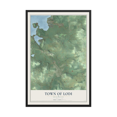 Map of the Town of Lodi, Wisconsin, 12 x 18 inch print in a black wood frame