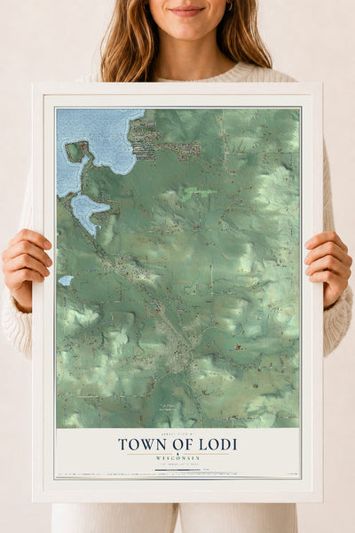 Map of the Town of Lodi, Wisconsin, 18 x 24 inch print in a white wood frame