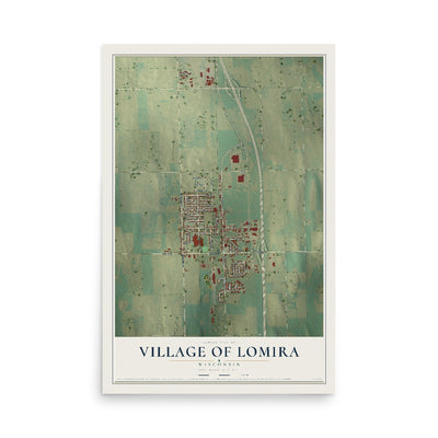 Map of Lomira, Wisconsin, 12 x 18 inch unframed archival matte print