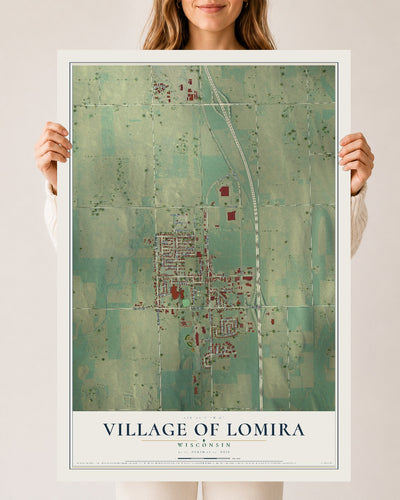 Map of Lomira, Wisconsin, 24 x 36 inch unframed archival matte print