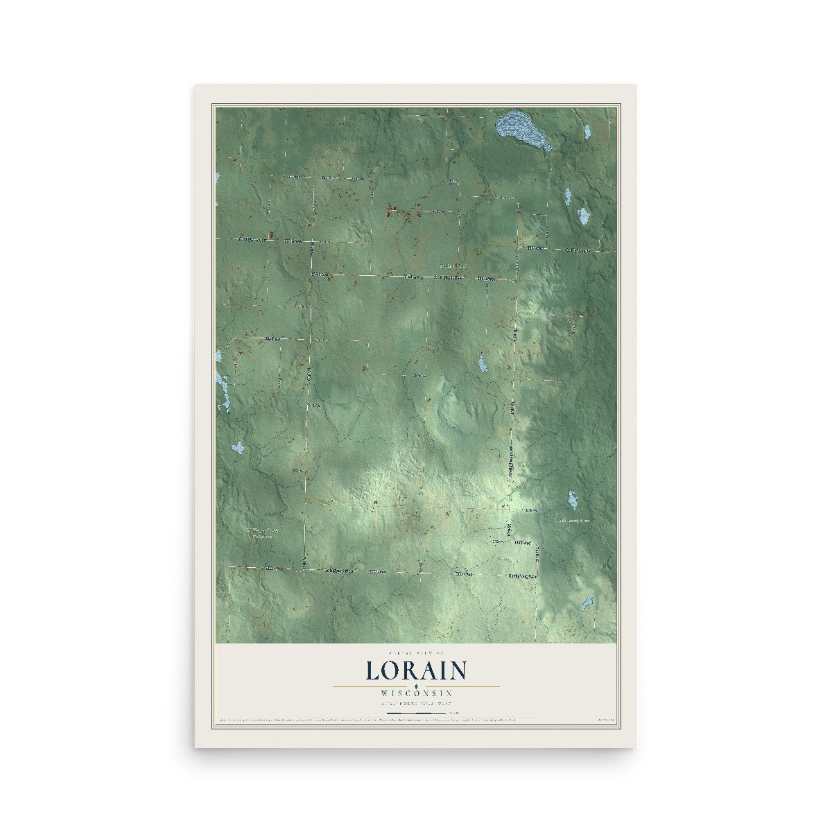 Map of Lorain, Wisconsin, 12 x 18 inch unframed archival matte print