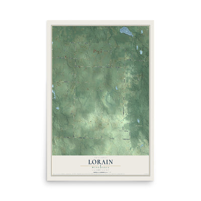 Map of Lorain, Wisconsin, 12 x 18 inch unframed archival matte print