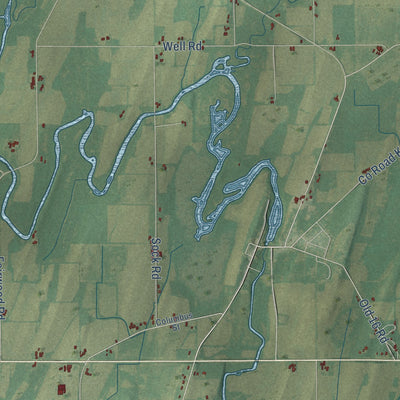 Close-up of the map of the Town of Lowell, Wisconsin print showing street and building detail